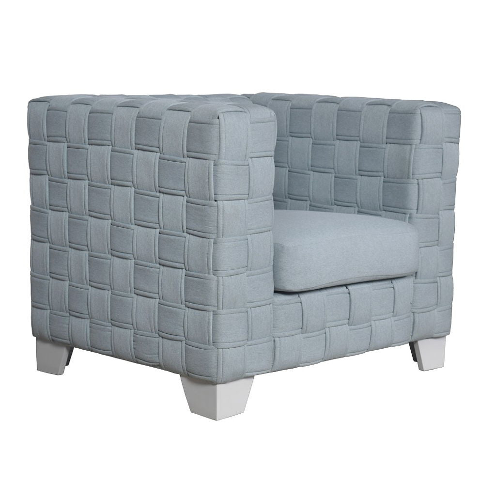 Saree - Chair - Light Teal Chenille & White