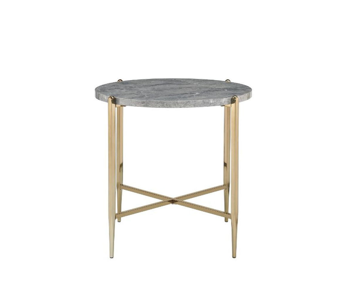 Tainte - End Table - Faux Marble Top & Champagne