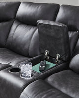 Voltage Faux Leather 103" x 116" 2-Piece Reclining Sectional With LED
