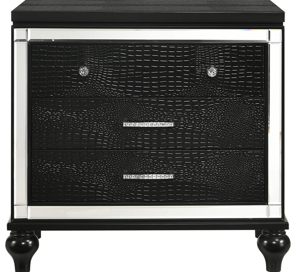 STRADA Black Alligator Texture 31" Wide Nightstand