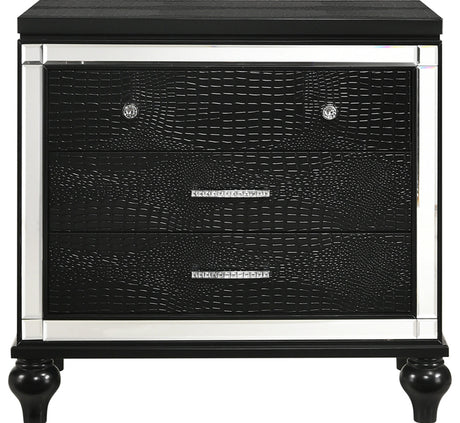 STRADA Black Alligator Texture 31" Wide Nightstand