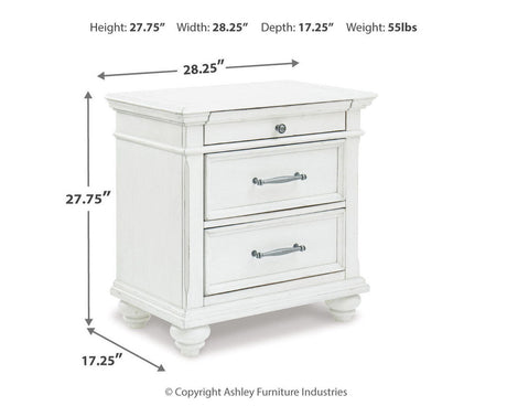 Kanwyn - Three Drawer Night Stand - Whitewash