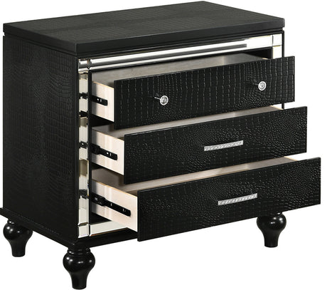 STRADA Black Alligator Texture 31" Wide Nightstand