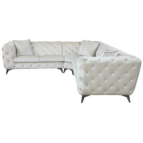 Atronia - Sectional Sofa With 4 Pillows - Beige Fabric