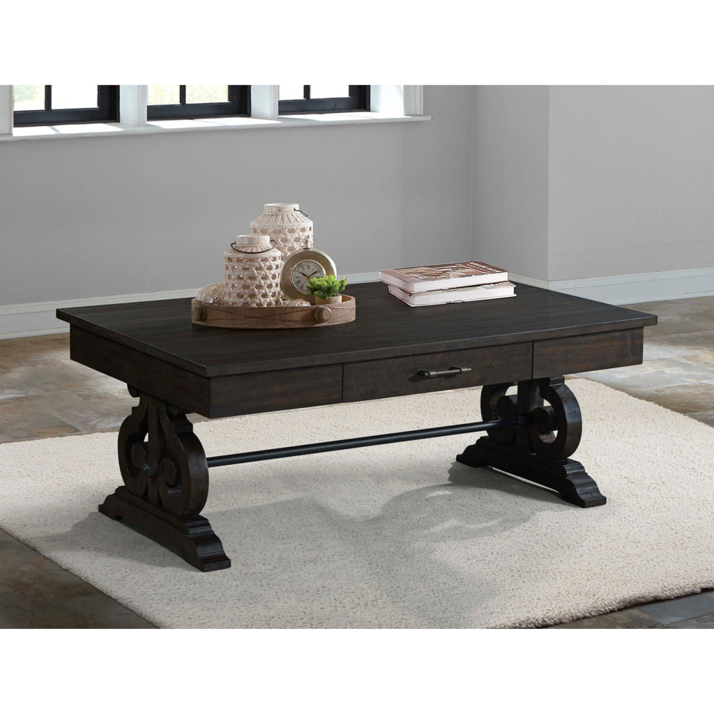 Stone - Coffee Table With PU Base - Dark Walnut