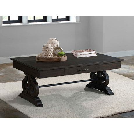 Stone - Coffee Table With PU Base - Dark Walnut