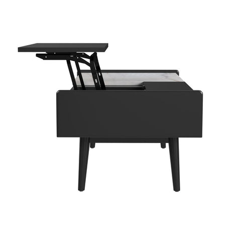 Lanette - Coffee Table With White Marble And Lift-Top - Black
