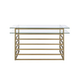 Shona - Writing Desk - Clear Glass Top & Antique Gold