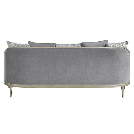 Fernando - Sofa With 5 Pillows - Gray Chenille & Champagne