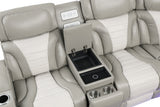Cinema Gray/White Power Reclining Sectional With LED & Bluetooth Speakers