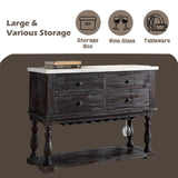 Gerardo - Server - White Marble Top & Weathered Espresso