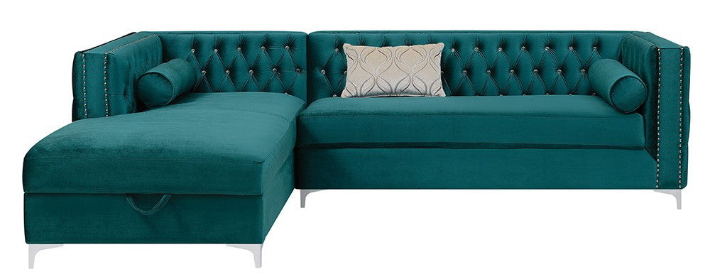 EMILY Teal 107" Wide Sectional with Hidden Storage