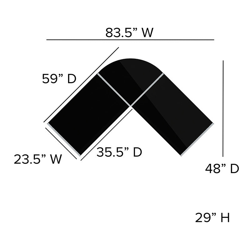 ANZO Black 59" Wide L-Shaped Desk
