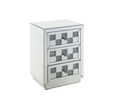 Noralie - 18" X 14" Accent Table With Faux Diamonds - Mirrored