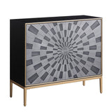 Quilla - Console Cabinet - Black, Gray & Brass