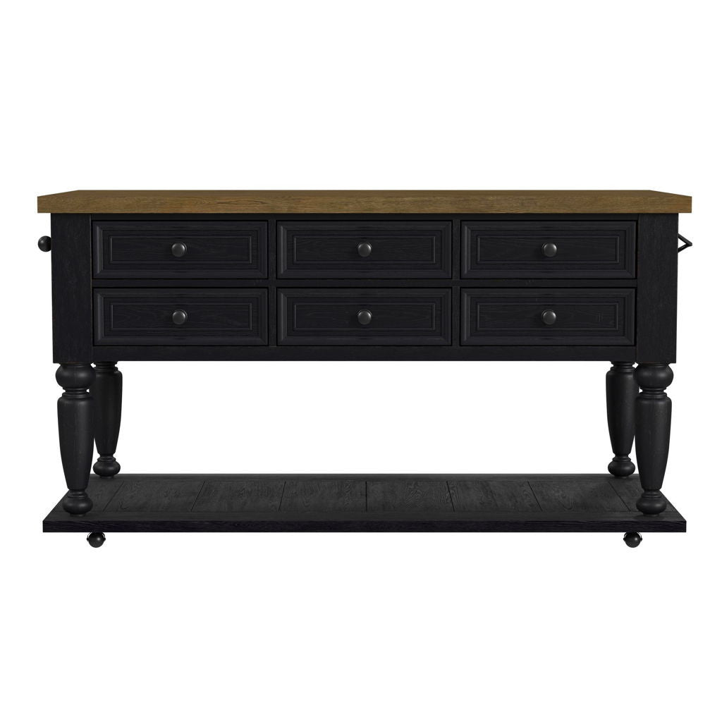 Heritage & Home - Kitchen Island With Casters - Oak Brown And Black