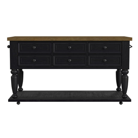 Heritage & Home - Kitchen Island With Casters - Oak Brown And Black