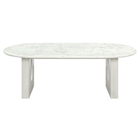 Zayn - Dining Table - White Natrual Marble Top & White
