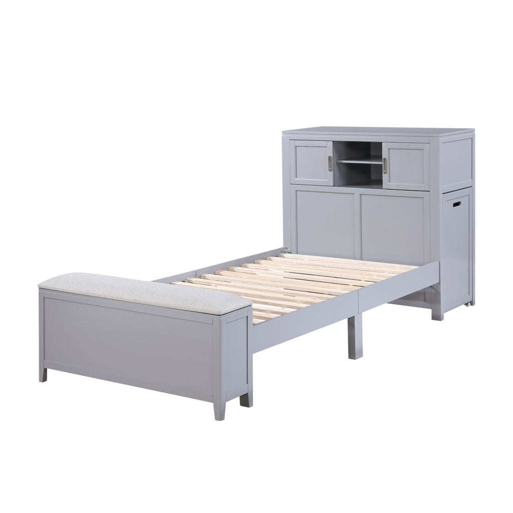 Sloane - Bookcase Bed With Hidden Desk, Stool And Storage Bench