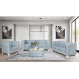 Saree - Sofa - Light Teal Chenille & White