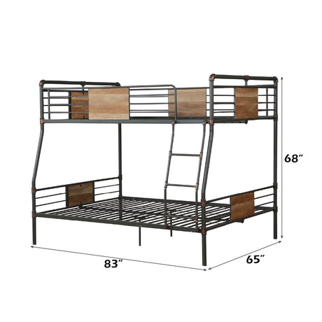 Brantley - Full Long / Queen Bunk Bed - Sandy Black & Dark Bronze Hand-Brushed