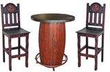 Red Rustic 3-PC Round Bar Table Set With Star