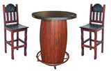 Red Rustic 3-PC Round Bar Table Set