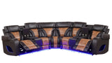 Cinema Brown Power Reclining Sectional With LED & Bluetooth Speakers