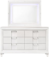 LEACREST White 67" x 80" Height Dresser & Mirror with LED's