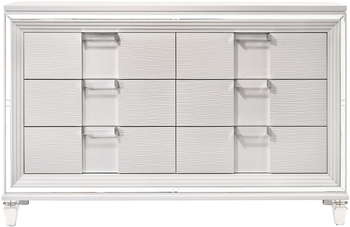 LEACREST White 67" x 80" Height Dresser & Mirror with LED's