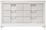 LEACREST White 67" x 80" Height Dresser & Mirror with LED's