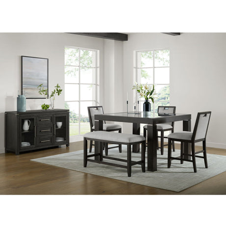 Elodie - Counter Table With Glass - Charcoal