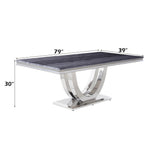 Cambrie - Dining Table With Engineered Stone Top - Engineered Stone Top & Mirrored Silver