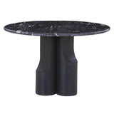 Kinton - Round Dining Table With Natural Marble Top - Black