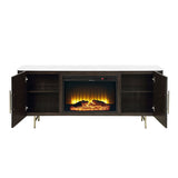 Clayten - Server With Marble Top & Fireplace - White & Espresso