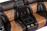 Cinema Brown Power Reclining Sectional With LED & Bluetooth Speakers