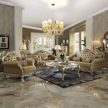 Dresden - Sofa - Bone PU & Gold Patina