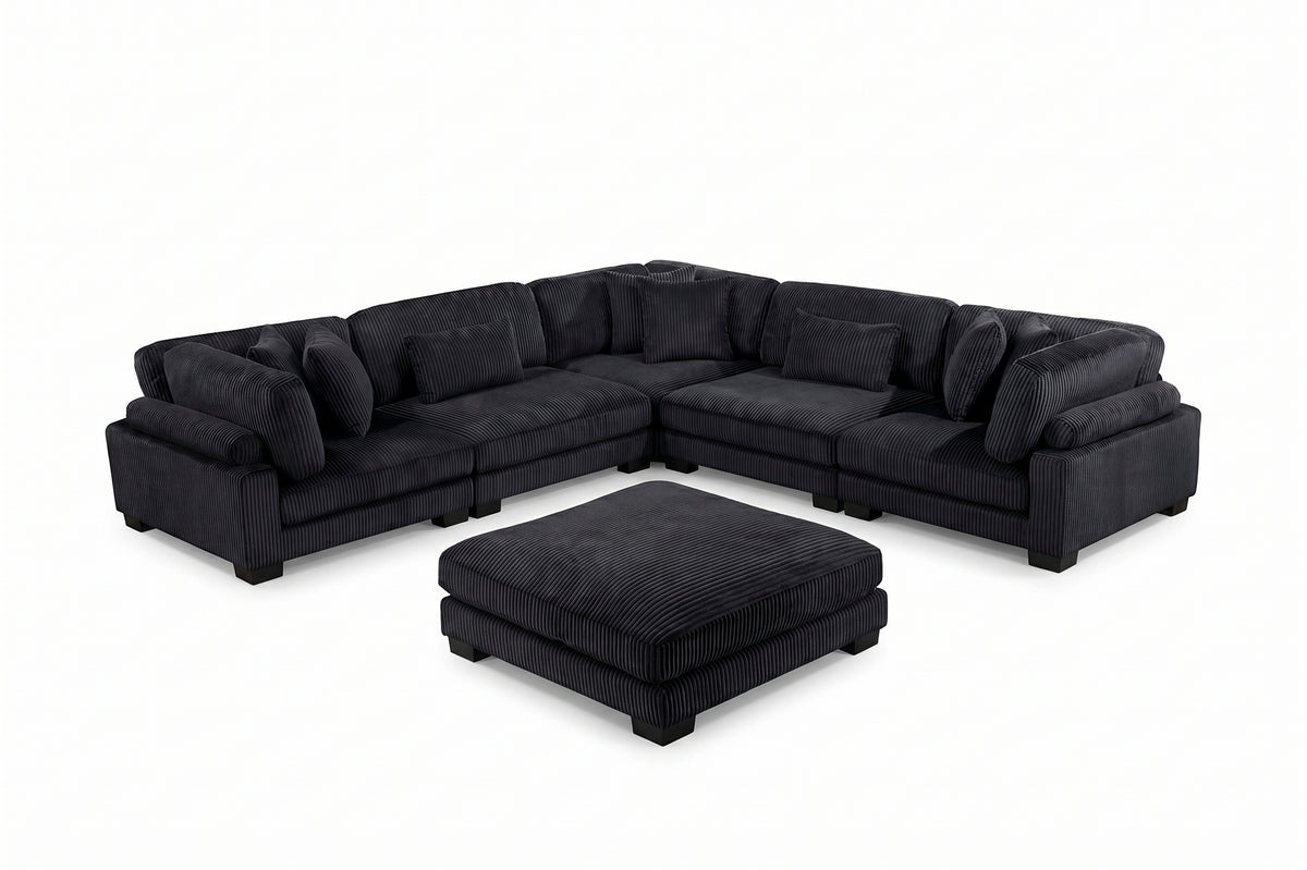 The Metropolitan 135" x 135" 6-Piece Modular Sectional with Ottoman