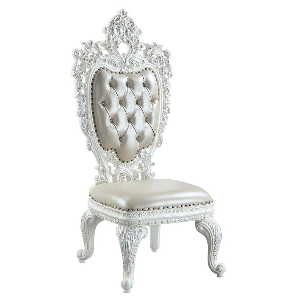 Vanaheim - Side Chair (Set of 2) - Beige Synthetic Leather & Antique White