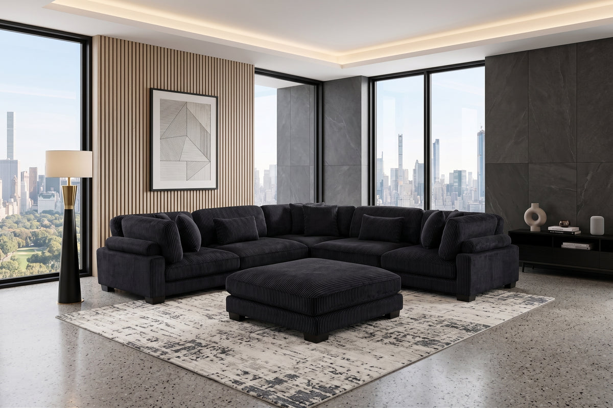 The Metropolitan 135" x 135" 6-Piece Modular Sectional with Ottoman