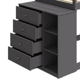Gaston - Twin Over Twin Bunk Bed With 4 Drawers & 3 Compartments - Gray