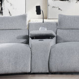 Fullar - Modular Console With Wireless Charger - Light Gary Chenille
