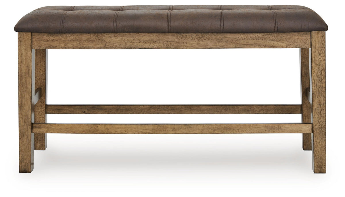Urbinforte - Double Counter Height Upholstered Bench - Light Brown