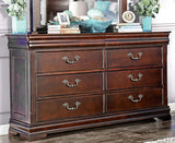 ALLONDRA Cherry 63" Wide Dresser & Mirror