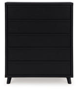 Danziar - Five Drawer Wide Chest - Black
