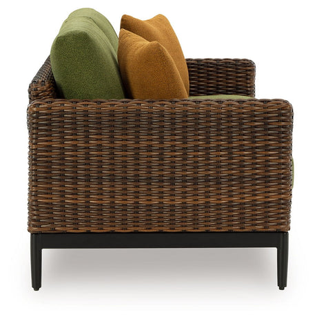 Horizon Hall - Loveseat With Cushion - Brown / Green
