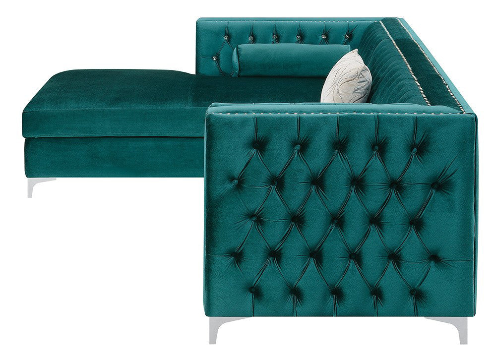 EMILY Teal 107" Wide Sectional with Hidden Storage