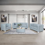 Saree - Chair - Light Teal Chenille & White