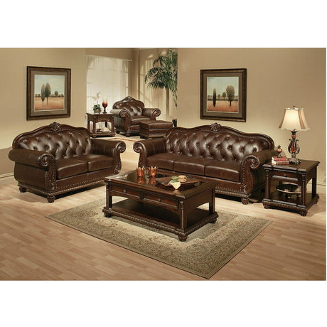 Anondale - Sofa - Espresso Top Grain Leather Match & Cherry