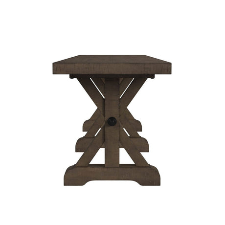 Yellowstone - Dining Bench With Metal Bar Cross - Medium Brown